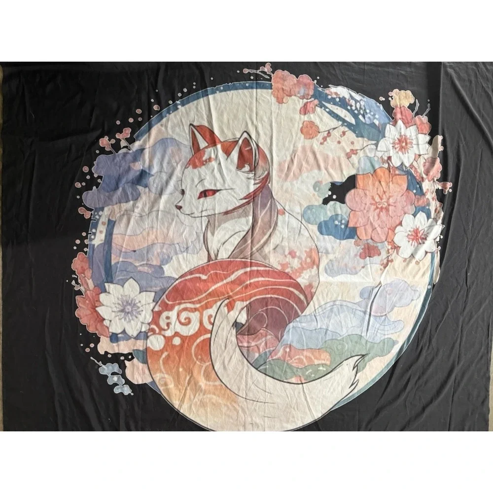 Unbranded Japanese anime cat tapestry,‎ 59x50, multicolored, flowers